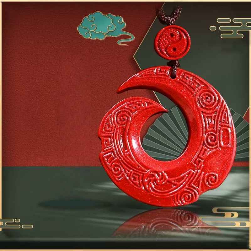 Purple-Gold Cinnabar "Fortune’s Turn" Pendant – Luck, Renewal & Cosmic Alignment